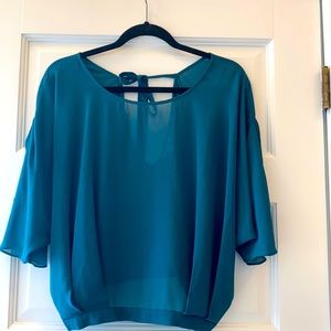 Naked Zebra Teal sheer blouse